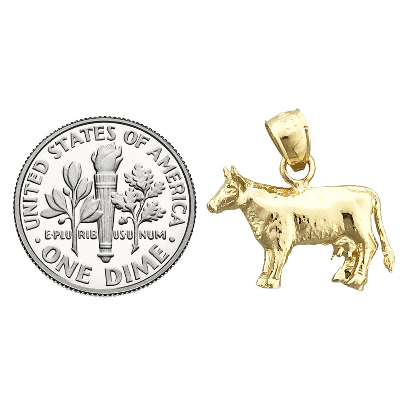 14K Gold Cow Mini Charm