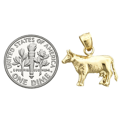 14K Gold Cow Mini Charm