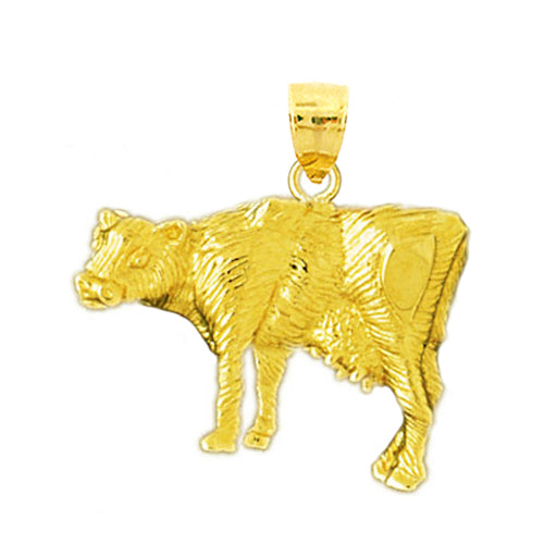 14K Gold Cow Pendant