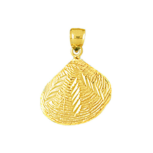 14K Gold 3D Clam Shell Mollusc Charm