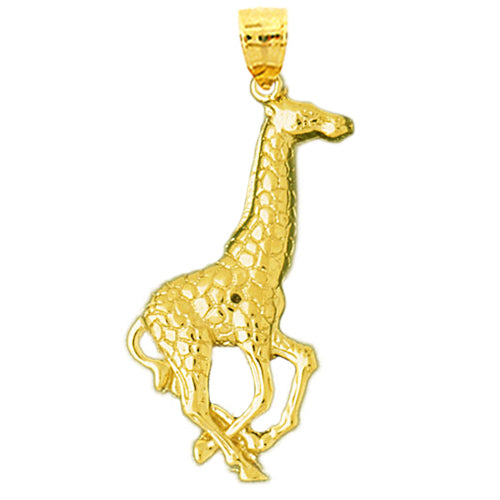 14K Gold Running Giraffe Pendant