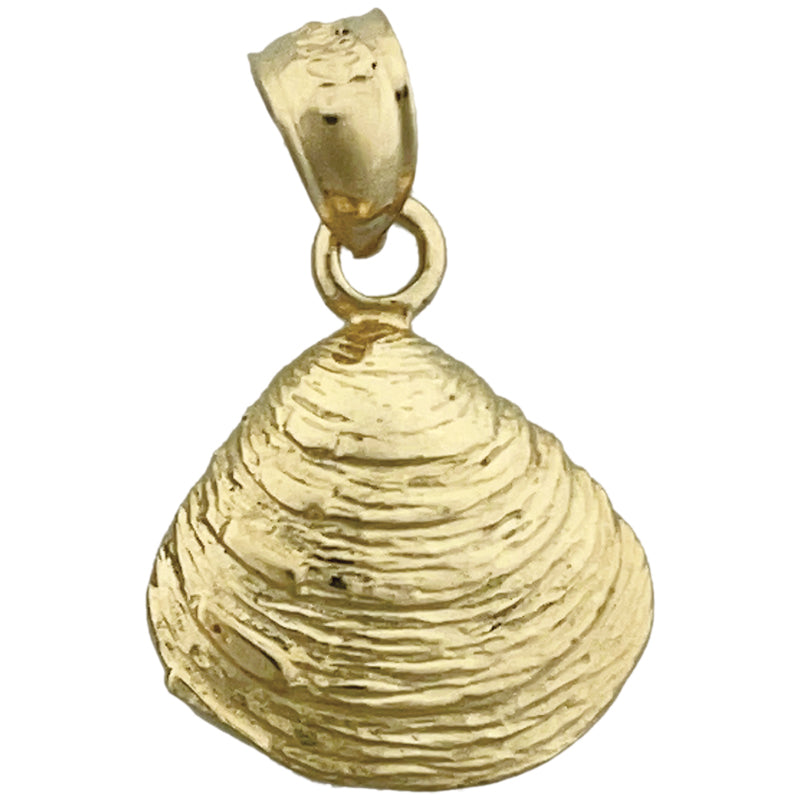 14K Gold Clam Shell Marine Mollusc Charm