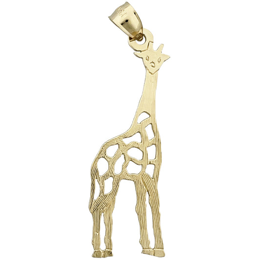 14K Gold 35MM Cut-Out Giraffe Pendant