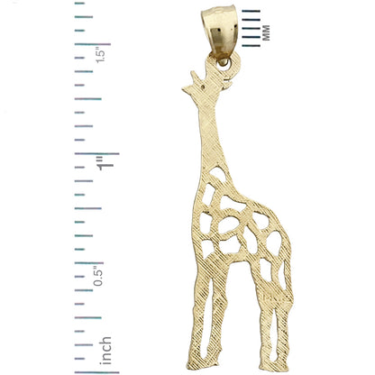 14K Gold 35MM Cut-Out Giraffe Pendant
