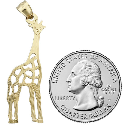 14K Gold 35MM Cut-Out Giraffe Pendant
