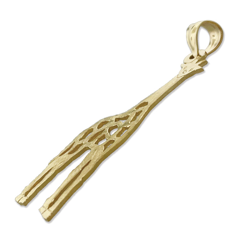 14K Gold 35MM Cut-Out Giraffe Pendant