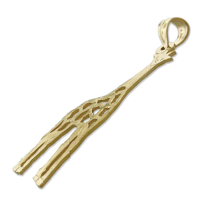 14K Gold 35MM Cut-Out Giraffe Pendant
