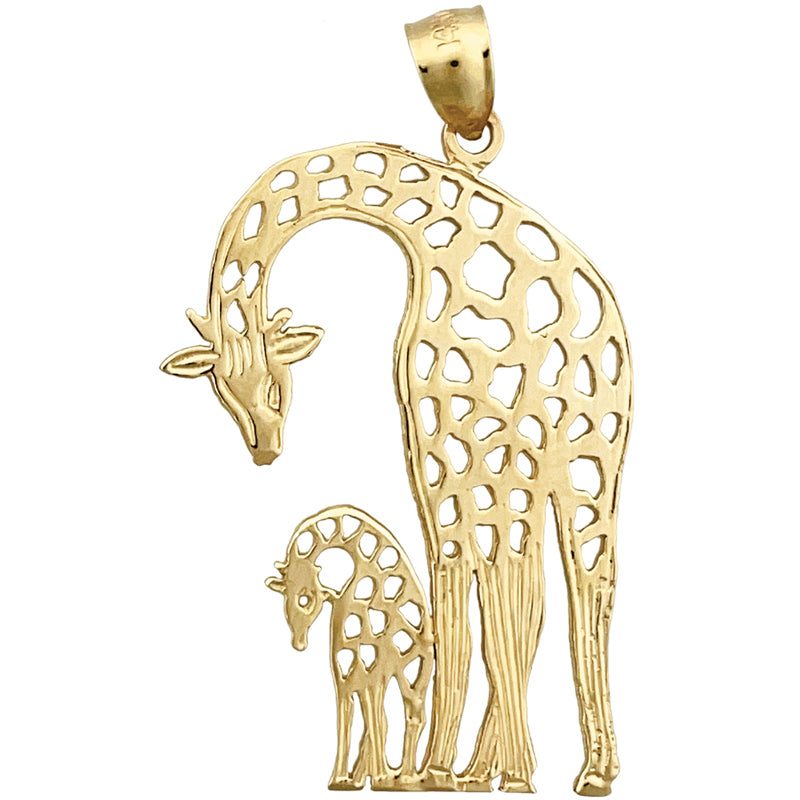 14K Gold Cut-Out Giraffe with Calf Pendant
