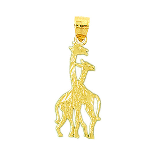 14K Gold Pair of Giraffes Pendant