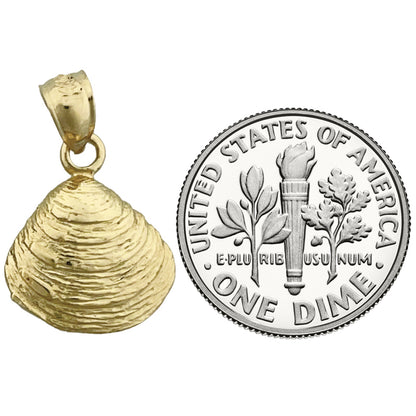 14K Gold Clam Shell Marine Mollusc Charm