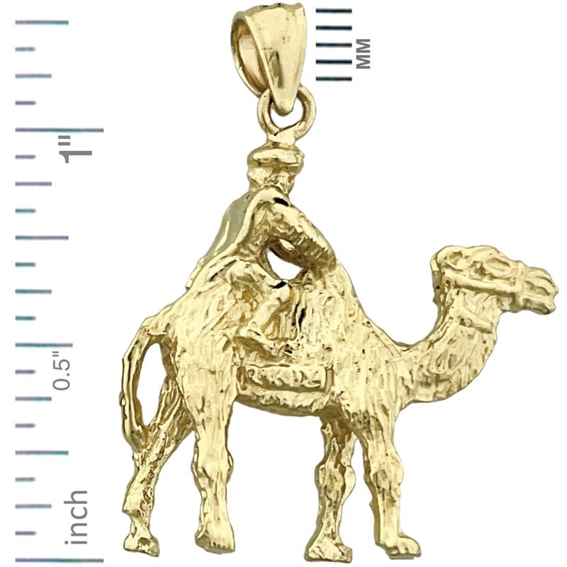 14K Gold 3D Camel with Rider Pendant