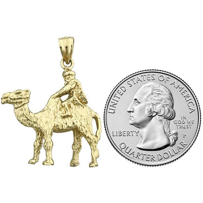14K Gold 3D Camel with Rider Pendant