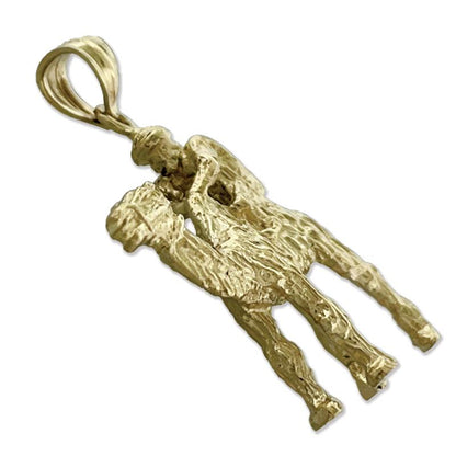 14K Gold 3D Camel with Rider Pendant