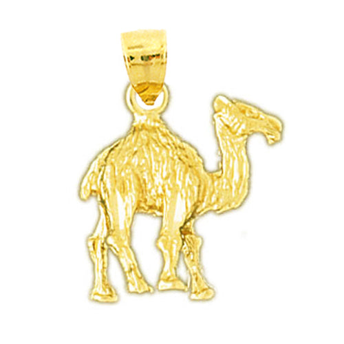 14K Gold 3D Camel Pendant