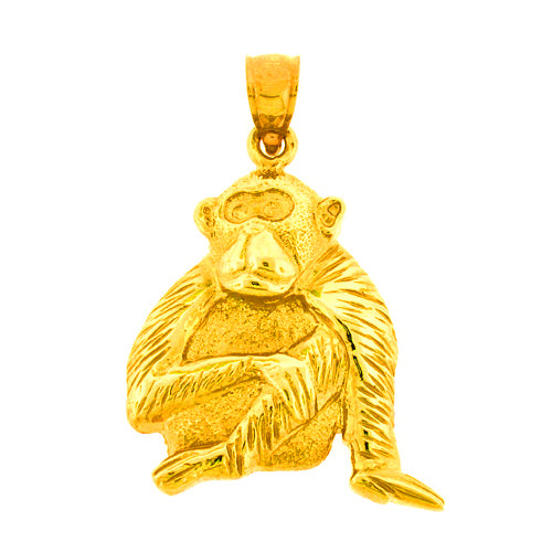 14K Gold Chimpanzee Pendant