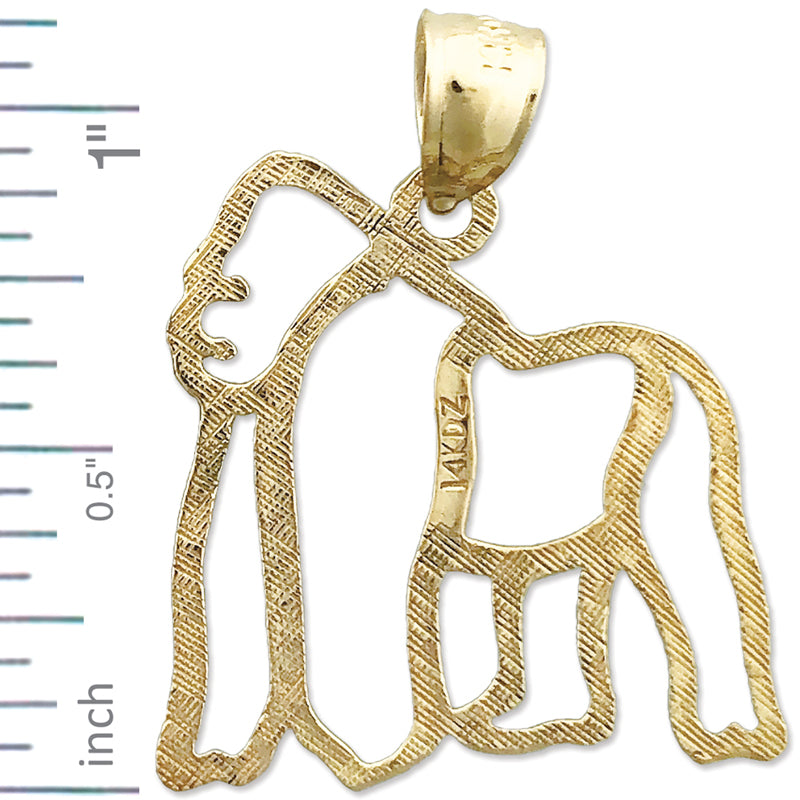14K Gold Cut-Out Gorilla Pendant