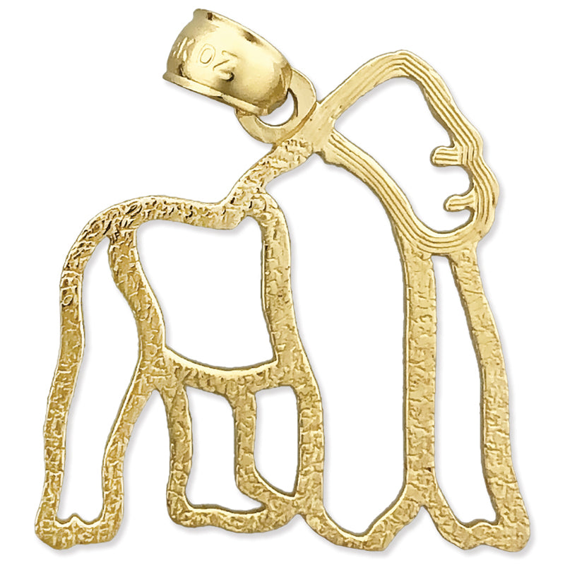 14K Gold Cut-Out Gorilla Pendant