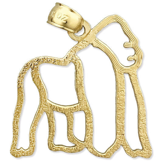 14K Gold Cut-Out Gorilla Pendant
