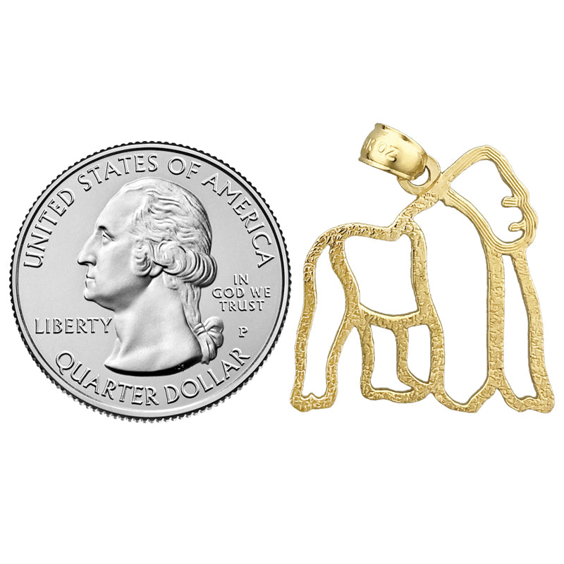 14K Gold Cut-Out Gorilla Pendant