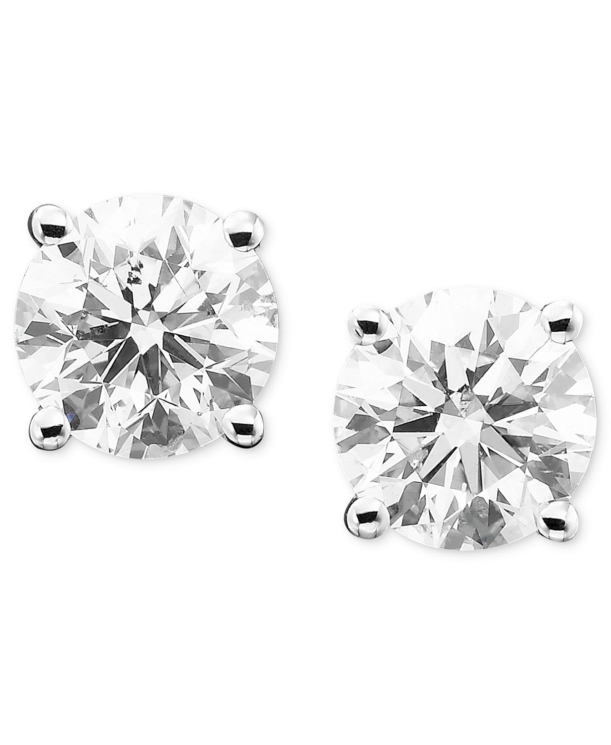 1.0 Carat TW AGS Certified Round Diamond Solitaire Stud Earrings in 14K White Gold