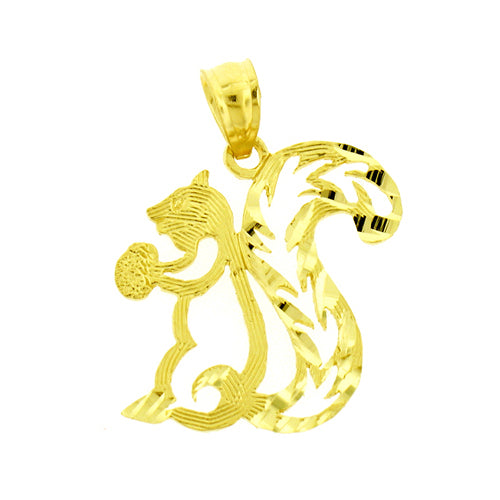 14K Gold Cut-Out Squirrel Pendant
