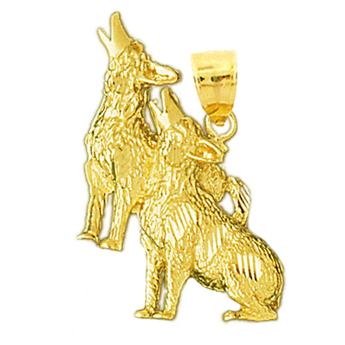 14K Gold Alpha and Omega Fox Pendant