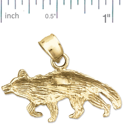 14K Gold Coyote Pendant