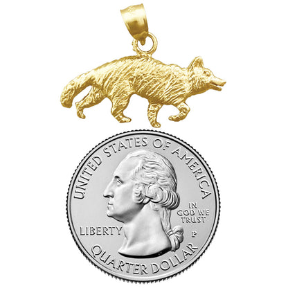 14K Gold Coyote Pendant
