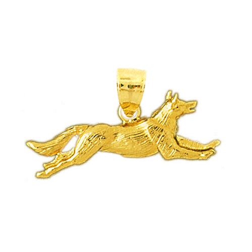 14K Gold Running Coyote Pendant