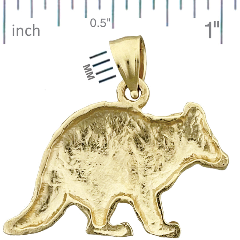14K Gold Raccoon Pendant