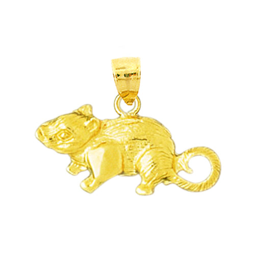 14K Gold Wooden Mouse Charm