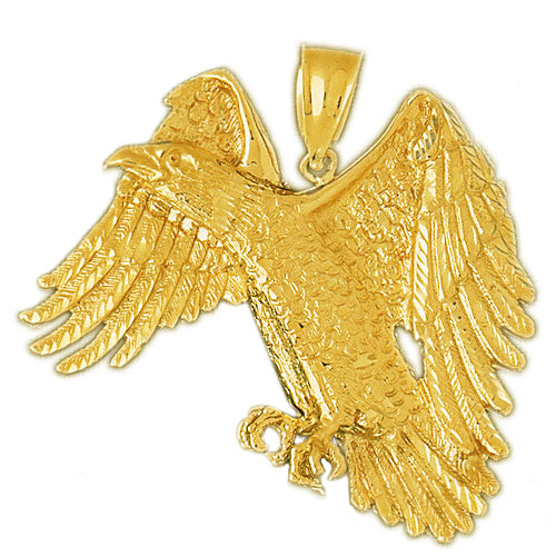 14K Gold Flying Golden Eagle Pendant