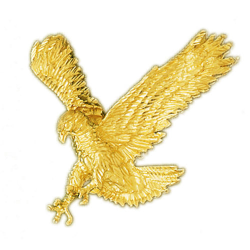 14K Gold 50MM Hunting Eagle Pendant