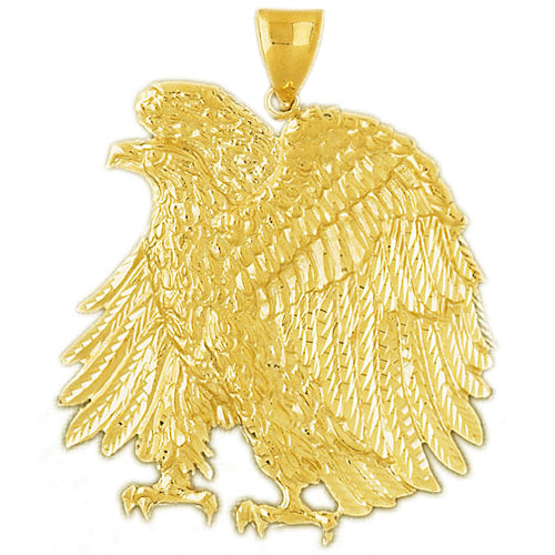 14K Gold 50MM Proud Eagle Pendant
