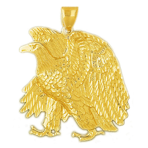 14K Gold 40MM Proud Eagle Pendant