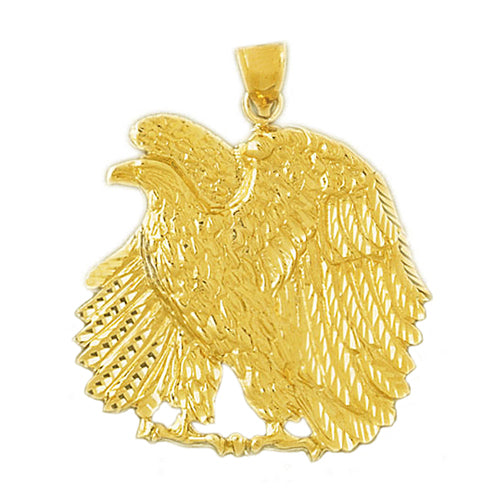 14K Gold 35MM Proud Eagle Pendant