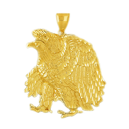 14K Gold Proud Eagle Pendant