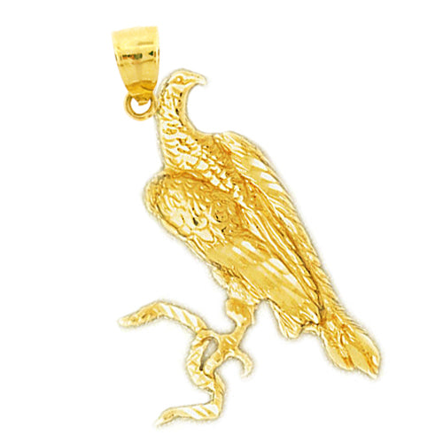 14K Gold Eagle Clutching Snake Pendant
