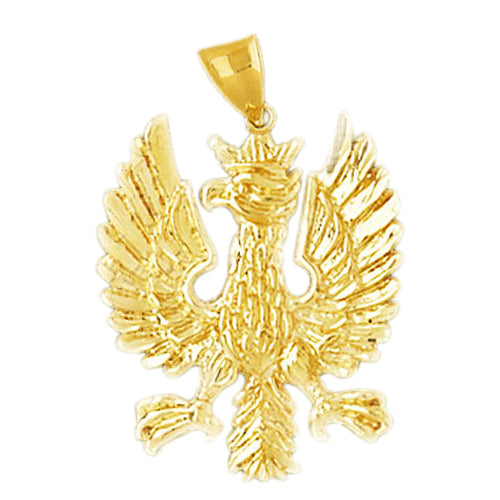 14K Gold Golden Eagle Crest Pendant