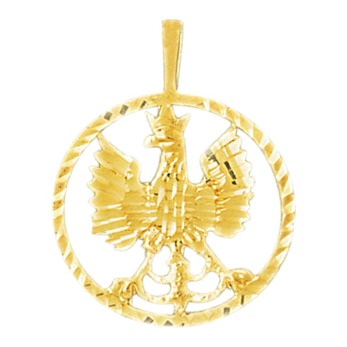 14K Gold Encircled Eagle Crest Pendant
