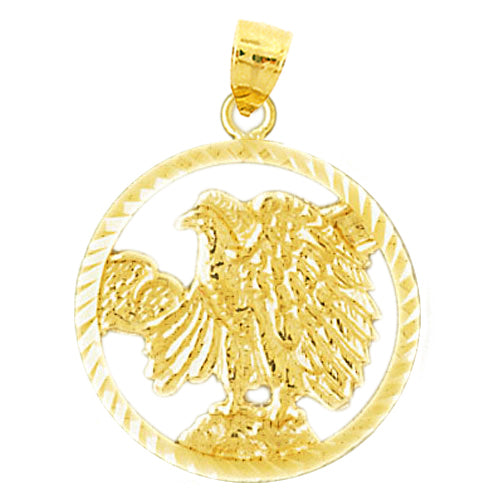 14K Gold Encircled Eagle Pendant