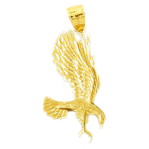14K Gold Eagle Swooping Pendant