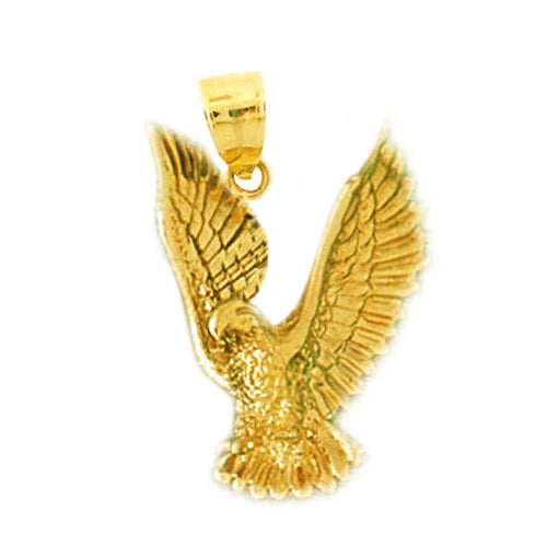 14K Gold Bird of Prey Eagle Pendant