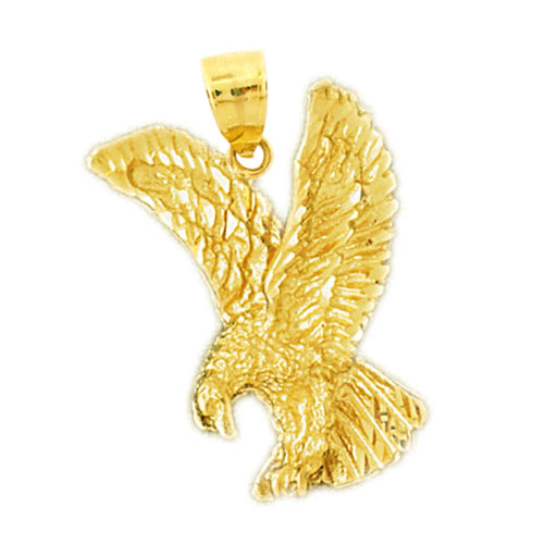 14K Gold 29MM Eagle Hunting Pendant