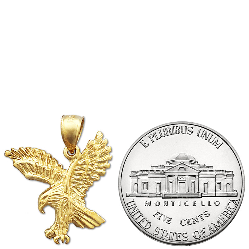 14K Gold Hunting Eagle Pendant
