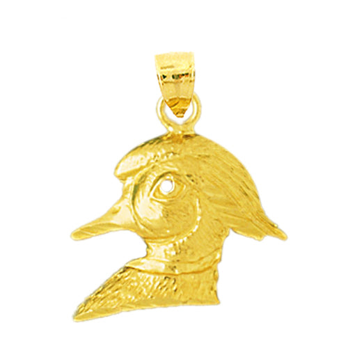 14K Gold Woodpecker Head Pendant