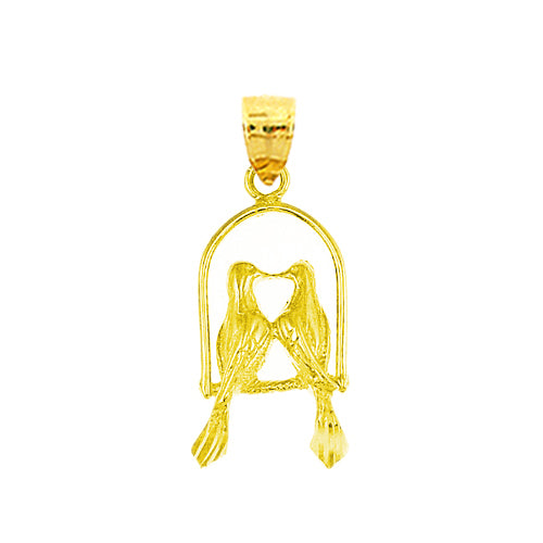 14K Gold Lovebirds Charm