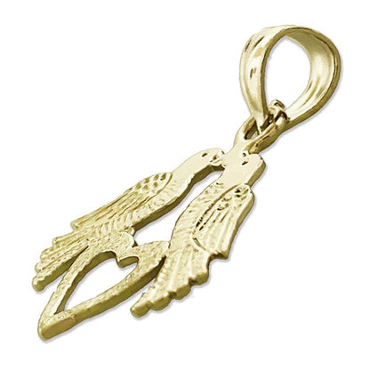 14K Gold Love Birds with Heart Charm