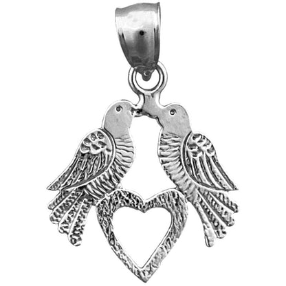 14K Gold Love Birds with Heart Charm