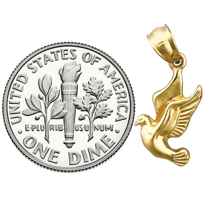 14K Gold Flying Dove Charm